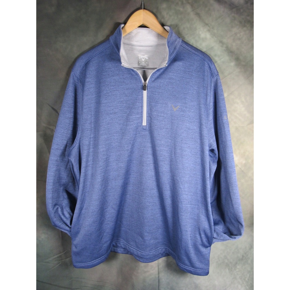 Callaway Mens XL Blue Heathered Quarter Zip Pullover Golf Performance Fleece